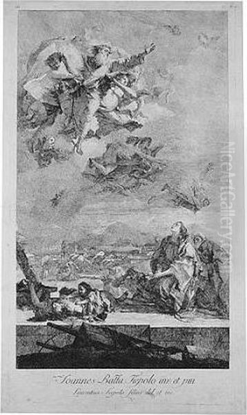 St Thecla Imploring God To End The Plague In Este (de Vesme 3; Rizzi 224) Oil Painting by Lorenzo Baldissera Tiepolo