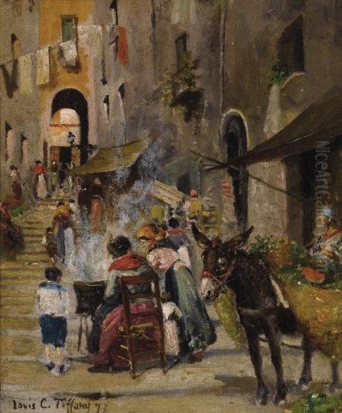 Market Scene Oil Painting by Louis Comfort Tiffany