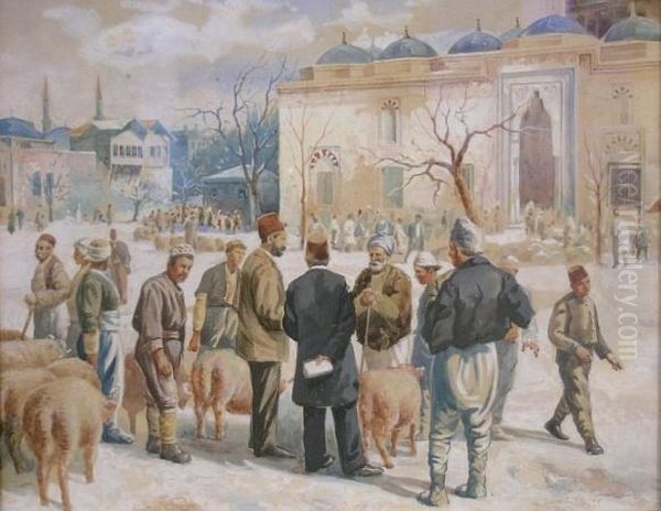 Turkish Market Scene Oil Painting by Louis Comfort Tiffany