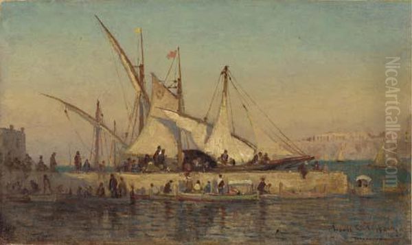 Port Of Piraeus, Greece Oil Painting by Louis Comfort Tiffany