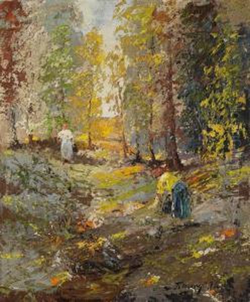 Waldarbeiterinnen Oil Painting by Lajos Tihanyi