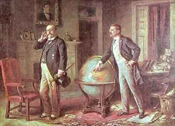 President Theodore Roosevelt of the United States of America and the German Kaiser Wilhelm II in the dispute over the German Blockade of Venezuela Oil Painting by Jean-Leon Gerome Ferris