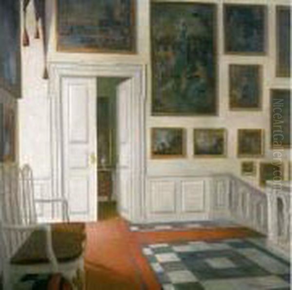 Danemark, Interieur De Musee Oil Painting by Christian Tilemann-Petersen