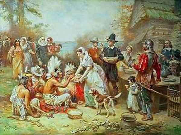 The First Thanksgiving Oil Painting by Jean-Leon Gerome Ferris