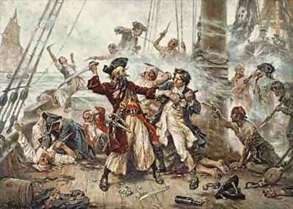 The Capture of the Pirate Blackbeard Oil Painting by Jean-Leon Gerome Ferris