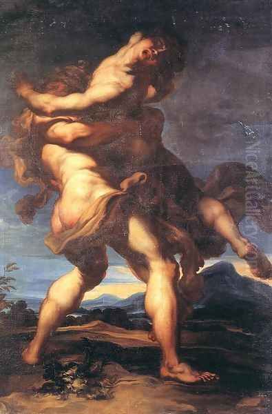 Hercules and Antaeus Oil Painting by Gregorio de Ferrari