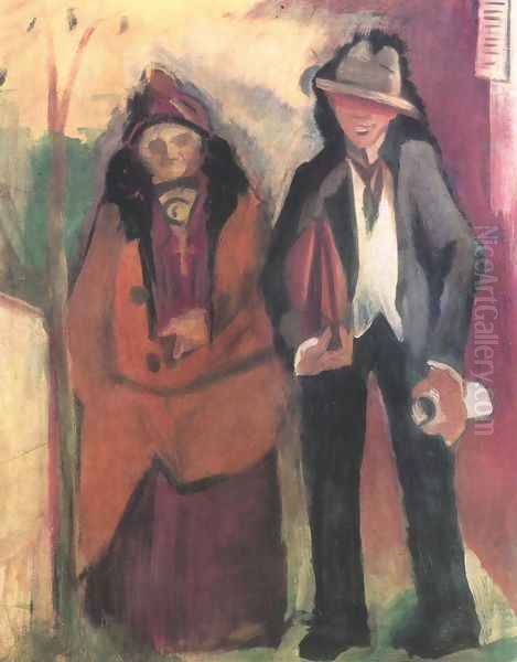 French Poet and his Mother 1932 Oil Painting by Istvan Farkas