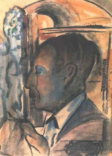 Self-portrait 1932 Oil Painting by Istvan Farkas