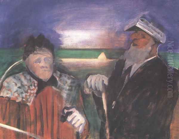 The Aged Sailor and the Old Woman 1936-39 Oil Painting by Istvan Farkas