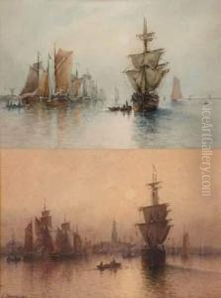 Departs De Peche Dans Le Port De Rotterdam Et Dans L'estuaire De La Meuse Oil Painting by Louis Timmermans