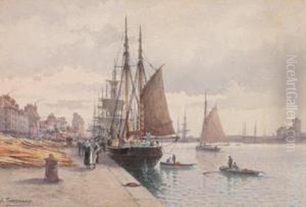 Bateau De Peche Au Port Oil Painting by Louis Timmermans