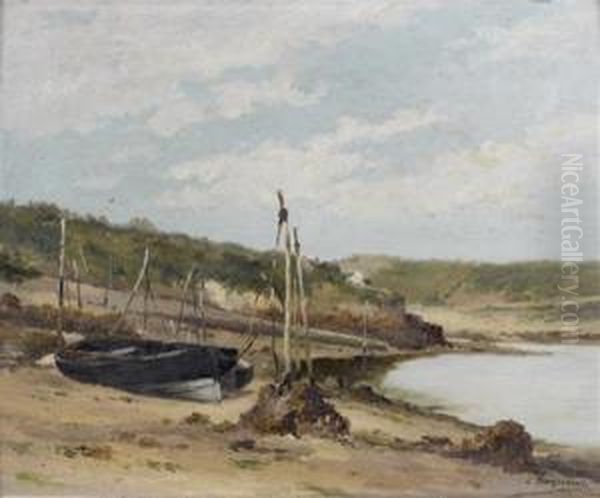 Barque Sur Une Plage De La Cote Normande Oil Painting by Louis Timmermans