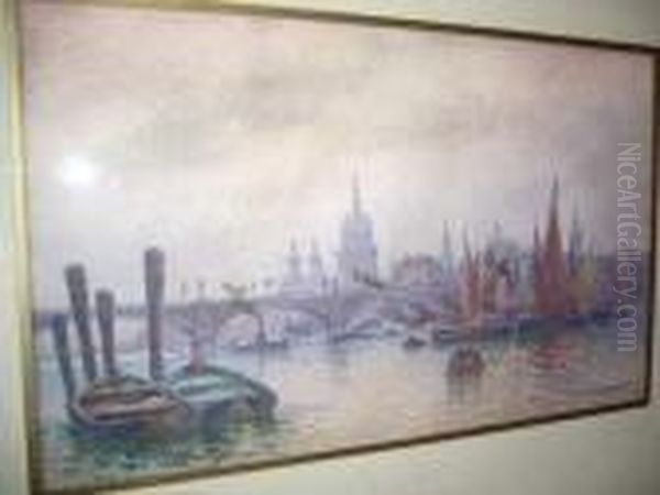 La Tamise A Londres (?) Oil Painting by Louis Timmermans