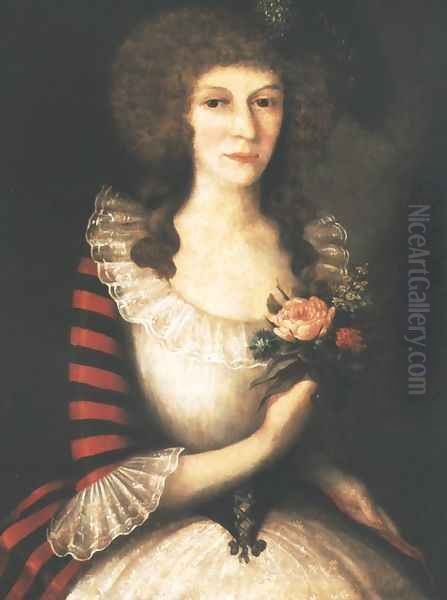 Portrait of Wiktoria Madalinska Oil Painting by Jozef Faworski