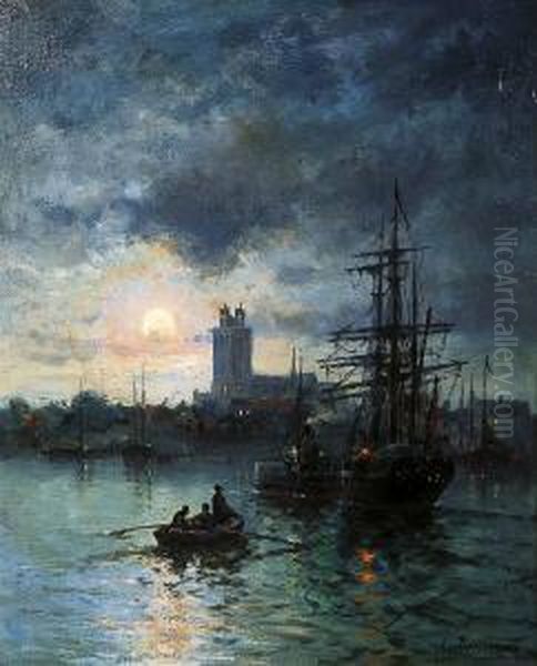 Le Port Au Crepuscule Oil Painting by Louis Timmermans