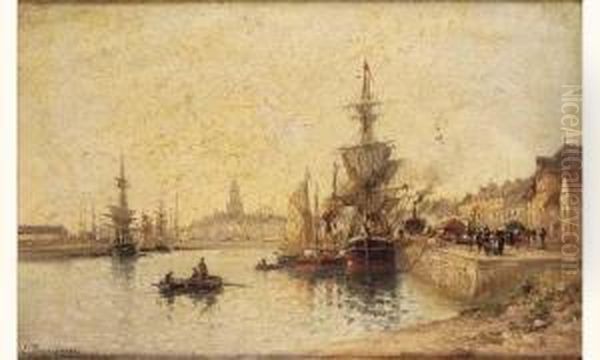 Bateaux A Quai Oil Painting by Louis Timmermans