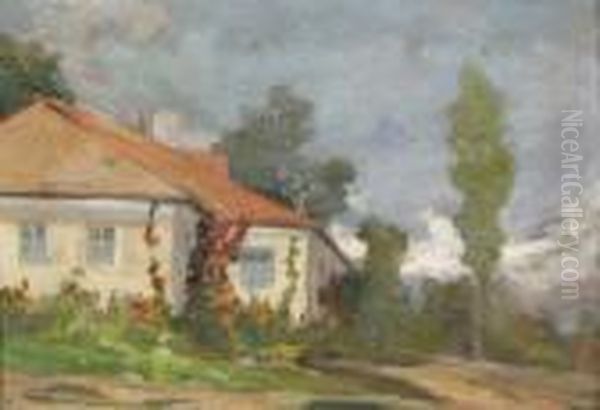 The House With Flowers Oil Painting by Nicolae Tincu