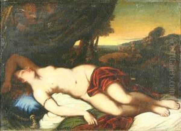 Antope (venus?) Oil Painting by Domenico Tintoretto