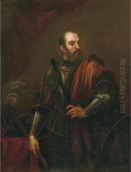 Ritratto Di Condottiero In Armatura Oil Painting by Domenico Tintoretto