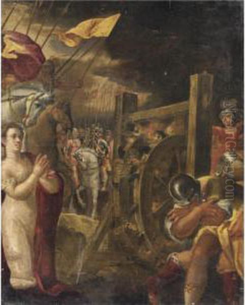 Martirio Di Santa Caterina Oil Painting by Domenico Tintoretto