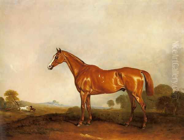 A Chestnut Hunter in a Landscape Oil Painting by John Snr Ferneley