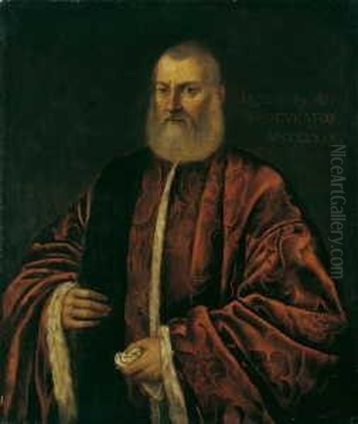 Bildnis Des Venezianischen Prokurators Giacomo Moro. Oil Painting by Domenico Tintoretto