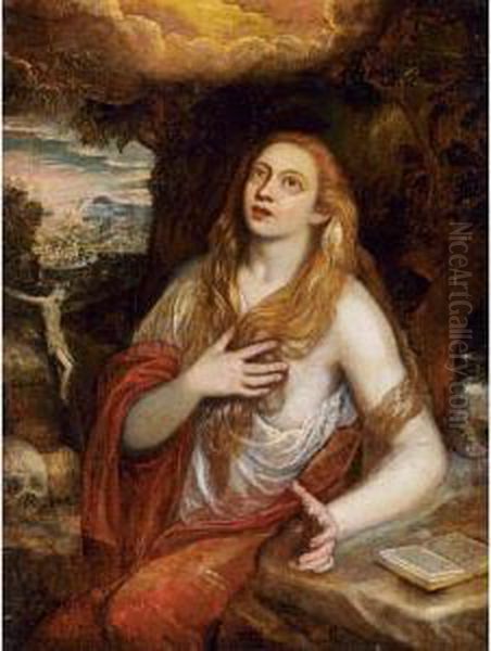 Penitent Magdalene Oil Painting by Domenico Tintoretto