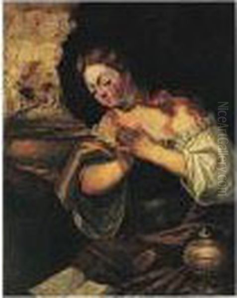 The Penitent Magdalene Oil Painting by Domenico Tintoretto