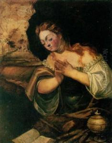 Penitent Magdalene Oil Painting by Domenico Tintoretto