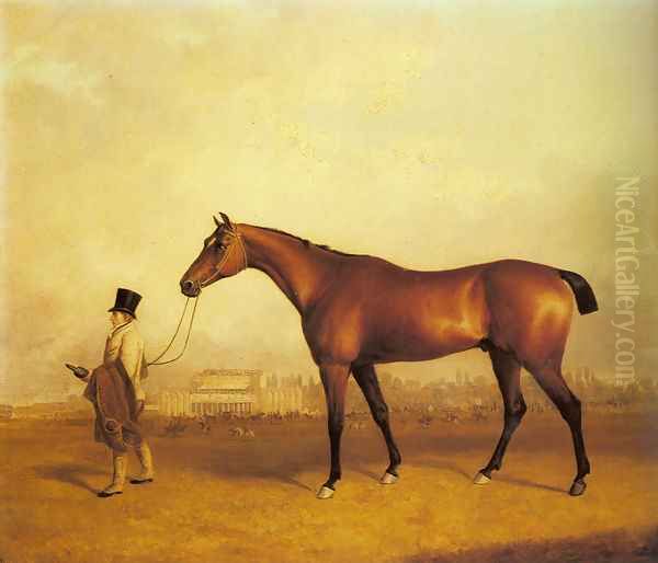 Emlius, Winter of the 1832 Derby, held by a Groom at Doncaster Oil Painting by John Snr Ferneley