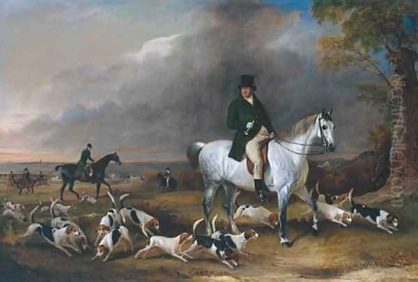 John Burgess of Clipstone, Nottinghamshire, on a Favourite Horse, with his Harriers Oil Painting by John Snr Ferneley