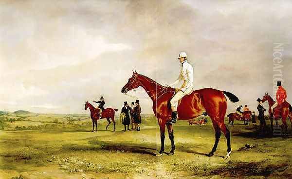 Captain Horatio Ross on 'Clinker' with Lord Kennedy's 'Radical' ridden by Captain Douglas beyond Oil Painting by John Snr Ferneley