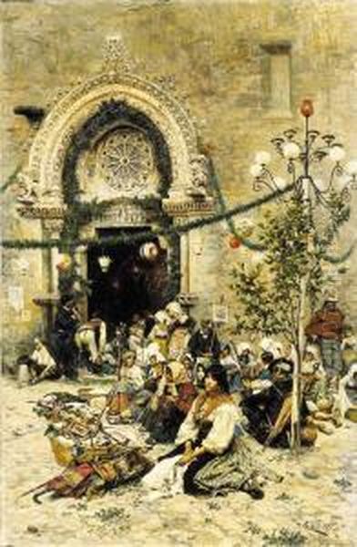 A Rest From The Festival Oil Painting by Cesare Tiratelli