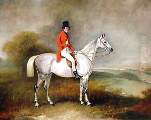 Charles Neil Hogg on his hunter Alice Grey Ormely Hall Leicestershire Oil Painting by John Snr Ferneley