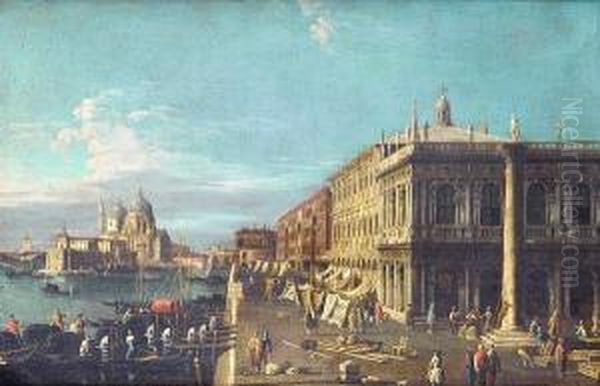 The Piazzetta, Venice, Looking Towards Santa Maria Della Salute Oil Painting by Francesco Tironi