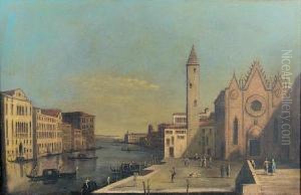 The Grand Canal From Santa Maria Della Caritalooking Towards The Bacino Di San Marco Oil Painting by Francesco Tironi