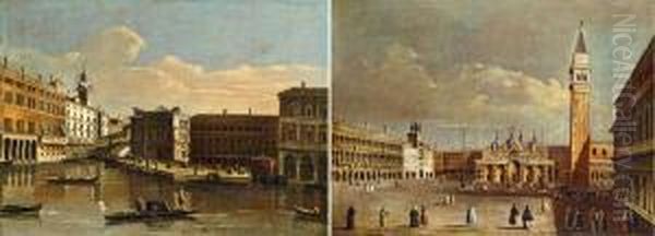 Pendants Il Ponte Di Rialto Con Il Palazzo Dei Camerlenghi Oil Painting by Francesco Tironi