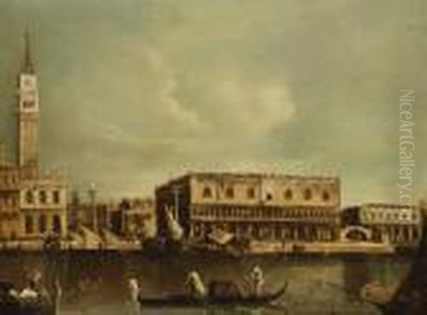 Il Molo Con Ilpalazzo Ducale Dal Bacino Di San Marco Oil Painting by Francesco Tironi