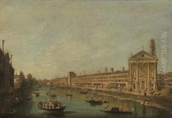 A View Of The Dolo On The Brenta Oil Painting by Francesco Tironi