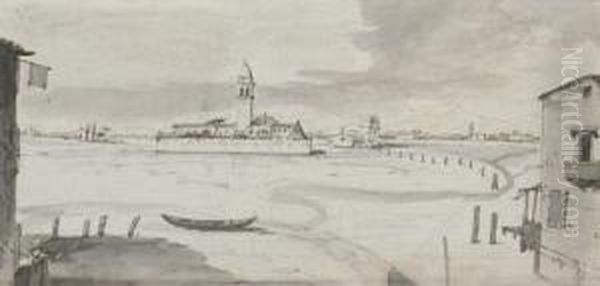 The Venetian Lagoon In Winter Looking Towards The Isola Sant' Elena Oil Painting by Francesco Tironi