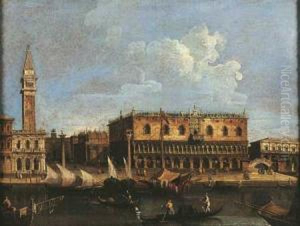 Le Quai Du Grand Canal Avec Le Palais Ducal, Vu Depuis La
 Lagune Oil Painting by Francesco Tironi