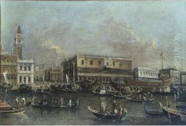 Venice, A View Of The Molo With 
The Departure Of The Bucintoro On The Feast Of Ascension Day Oil Painting by Francesco Tironi