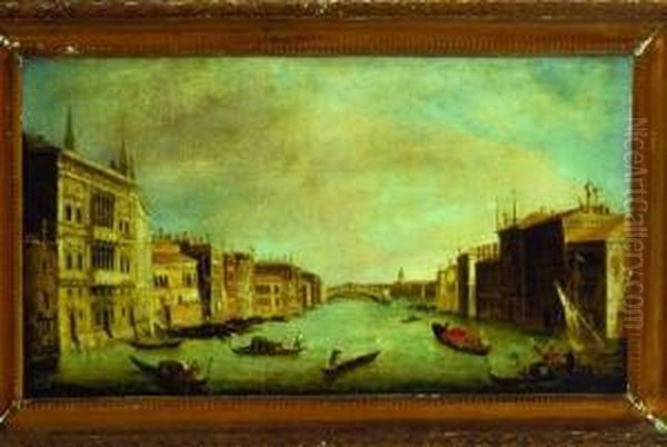 The Grand Canal Looking East Toward The Rialto Oil Painting by Francesco Tironi