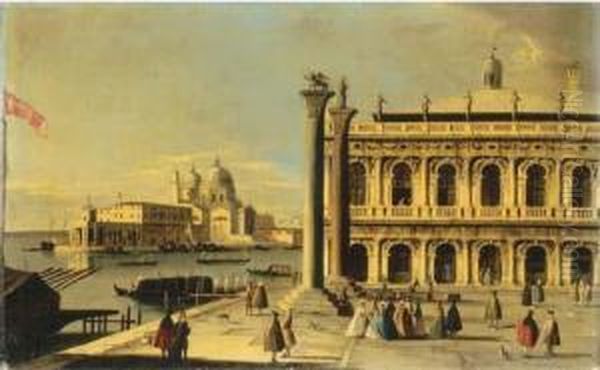 The Piazzetta, Venice, With The 
Libreria, The Entrance To The Grandcanal With The Dogana And Santa Maria
 Della Salute Oil Painting by Francesco Tironi