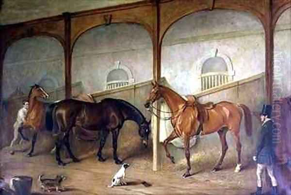 Stable Interior Oil Painting by John Snr Ferneley