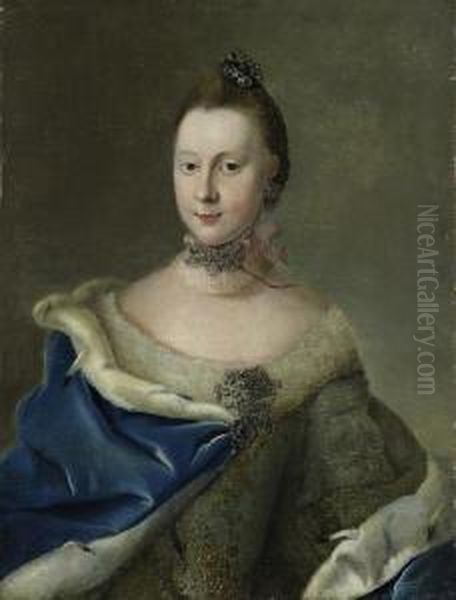 Portrait Of A Noble In Precious Robe, Decorated With Precious Stones And Pearls Oil Painting by Johann Anton Tischbein