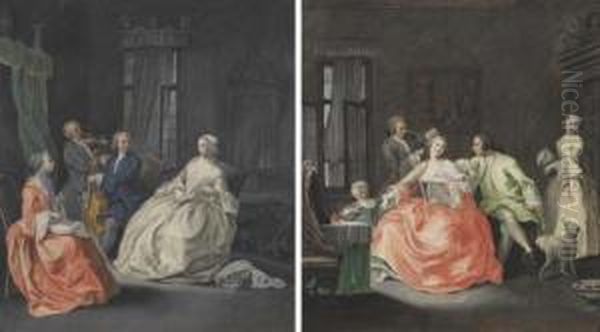 Pair Of Works: Two Interiors. Oil Painting by Johann Anton Tischbein