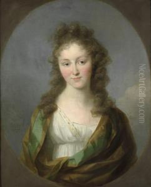 Bildnis Einer Jungen Frau Im Empirekleid Oil Painting by Johann Friedrich A. Tischbein