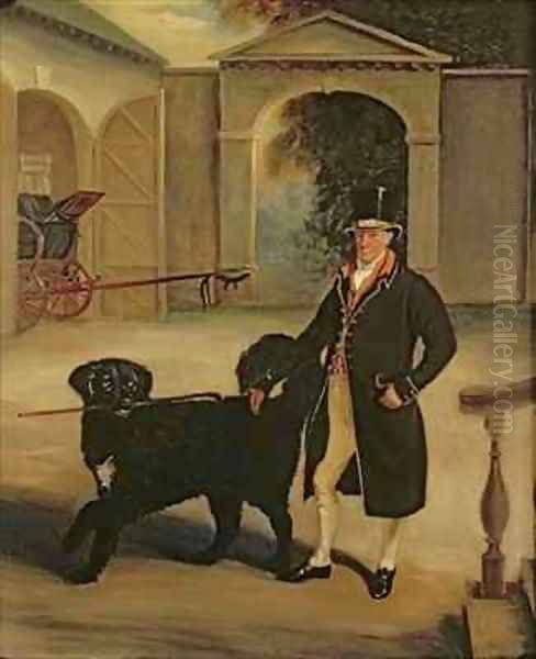 Mr Pares Coachman with Newfoundland Dog Oil Painting by John Snr Ferneley