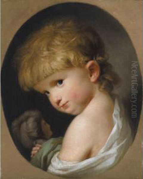 Portrait Of A Girl, Said To Be 
The Artist's Daughter, Aged Three And A Half, Looking Back Over Her Left
 Shoulder Oil Painting by Johann Friedrich A. Tischbein